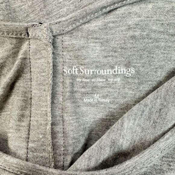 Soft Surroundings High Low Top Blouse Long Sleeve Zipper Back Gray Size Medium - Picture 3 of 4